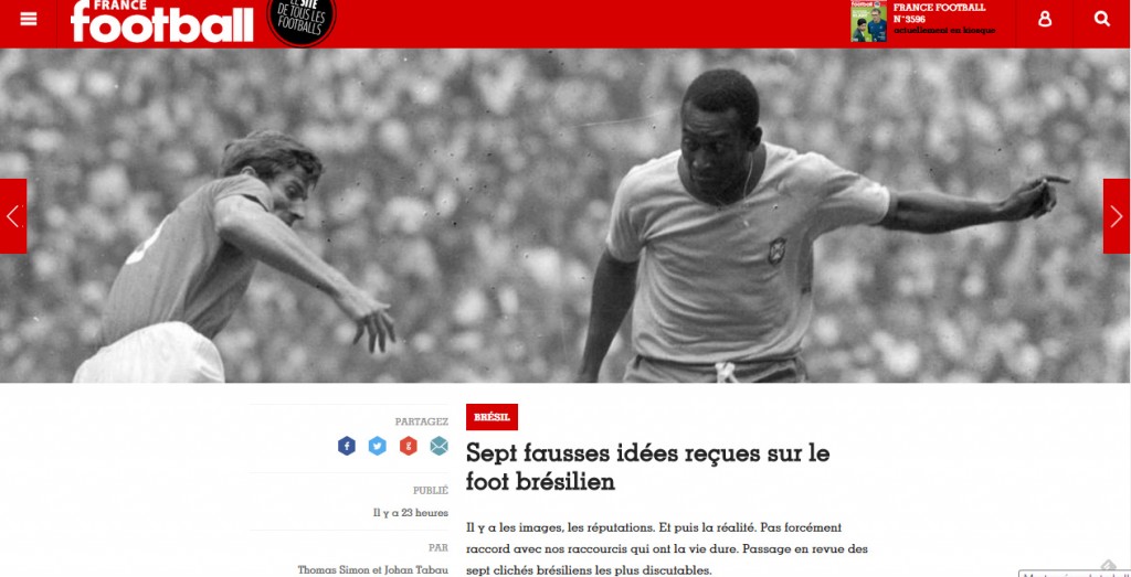 Página da revista francesa sobre os mitos a respeito do futebol brasileiro
