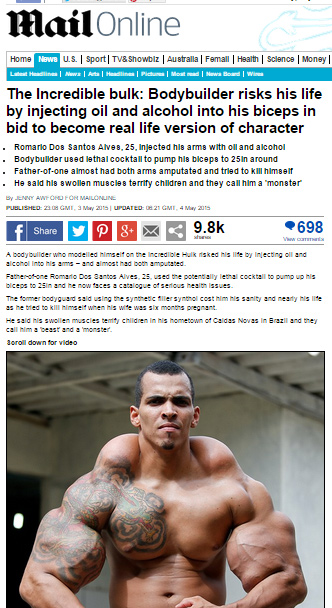 Reportagem do 'Daily Mail' sobre o Hulk brasileiro