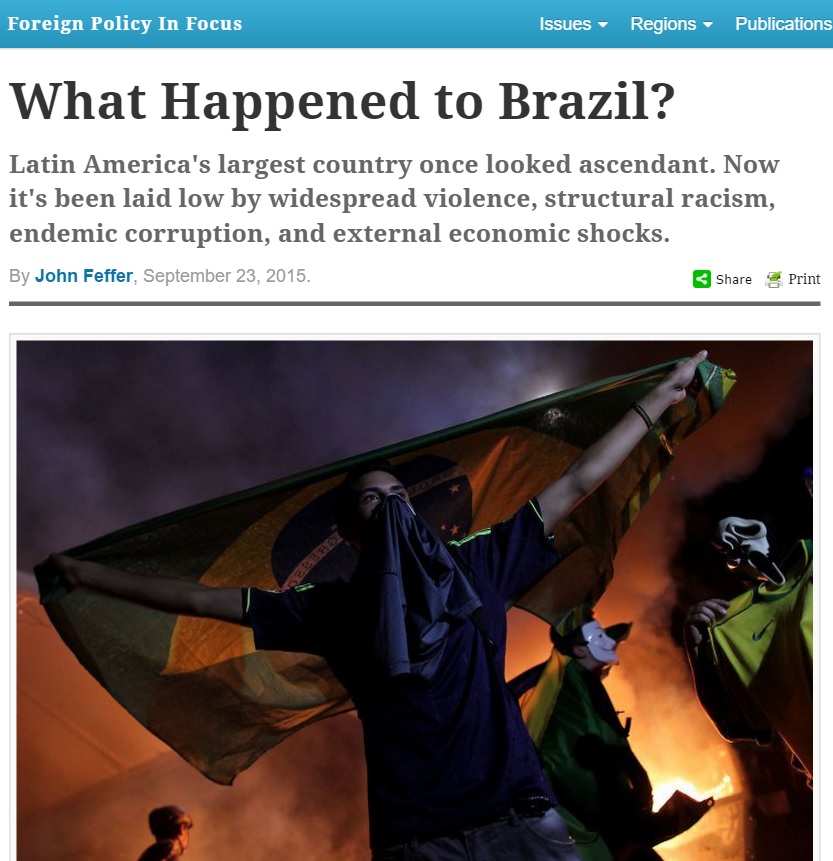 Violência, racismo, corrupção e crise resumem imagem do Brasil, diz revista de diplomacia