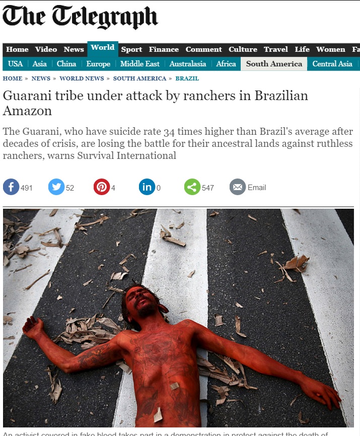 Reportagem do 'Telegraph' denuncia massacre de indígenas no Brasil