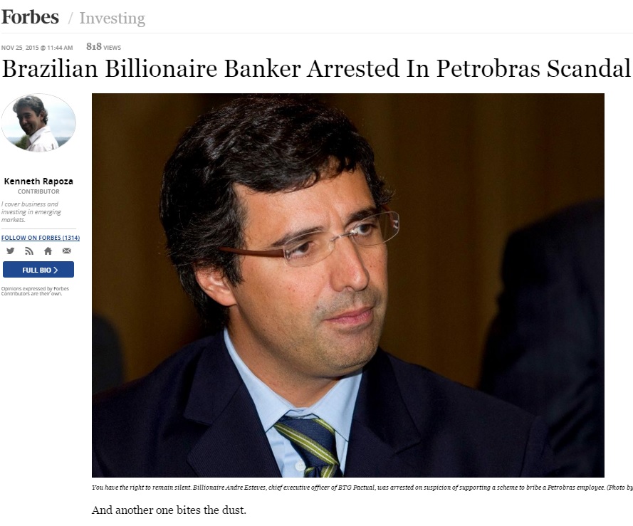 Reportagem da 'Forbes' sobre prisão de banqueiro