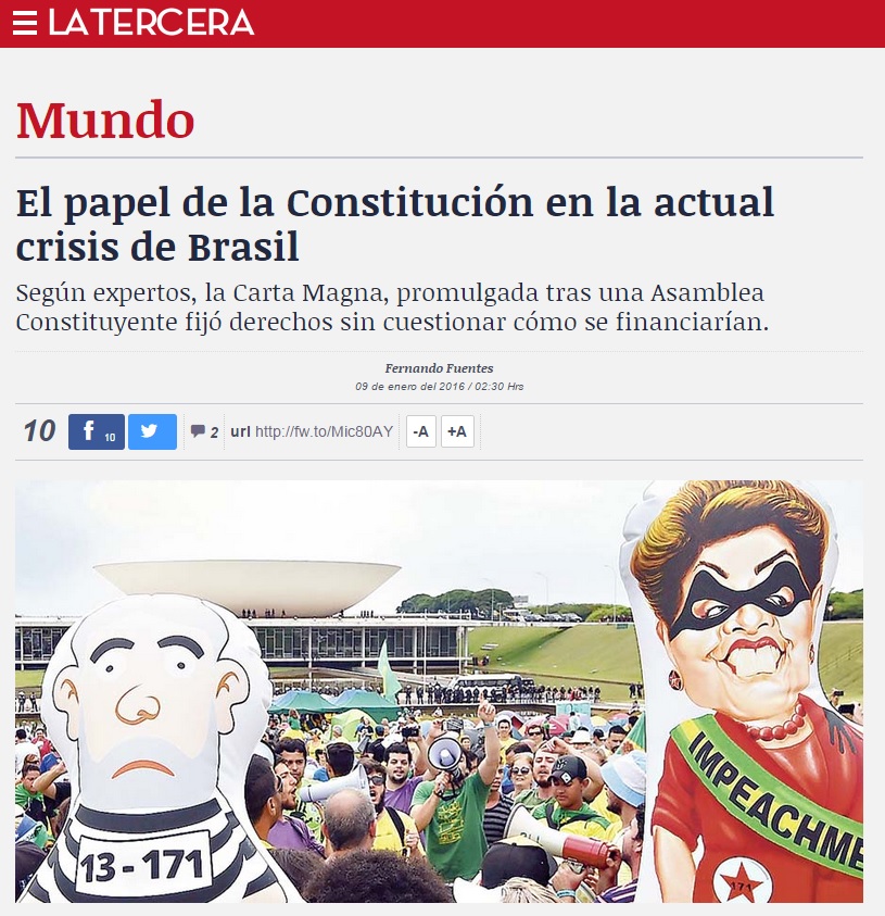 Constituição agrava crise econômica no Brasil, diz jornal chileno