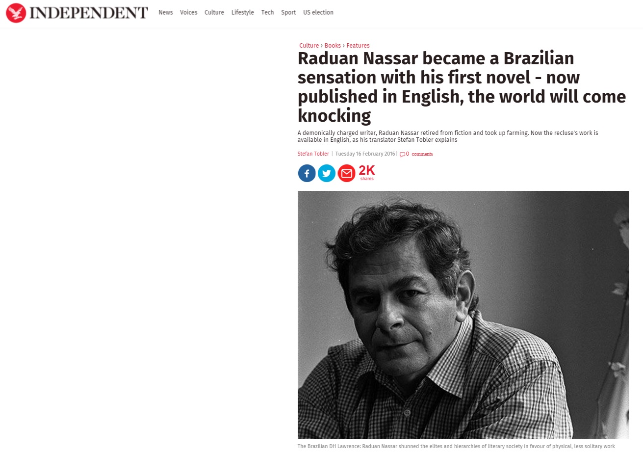 'Independent' celebra tradução de Raduan Nassar: Brasil além de Paulo Coelho