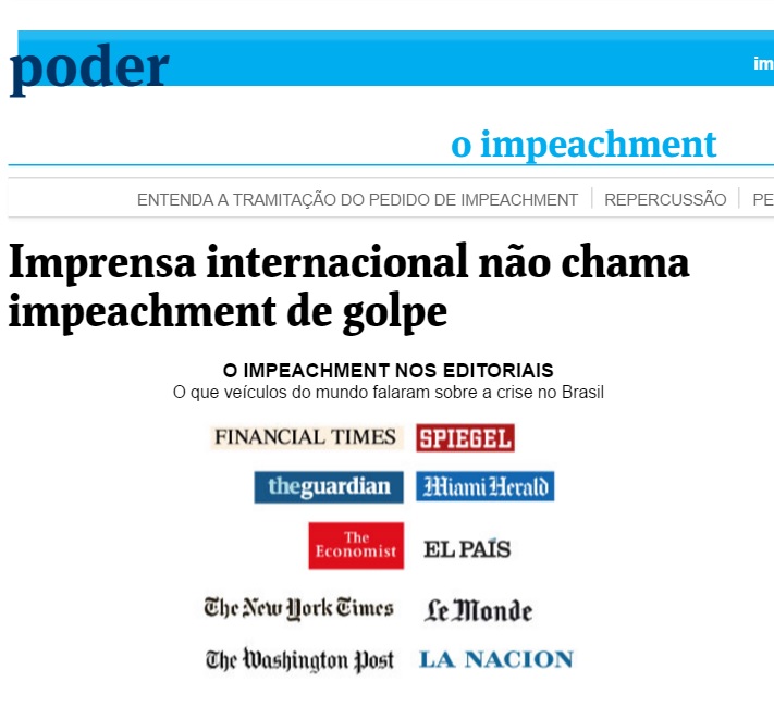 Deu na 'Folha': Imprensa internacional não chama impeachment de golpe