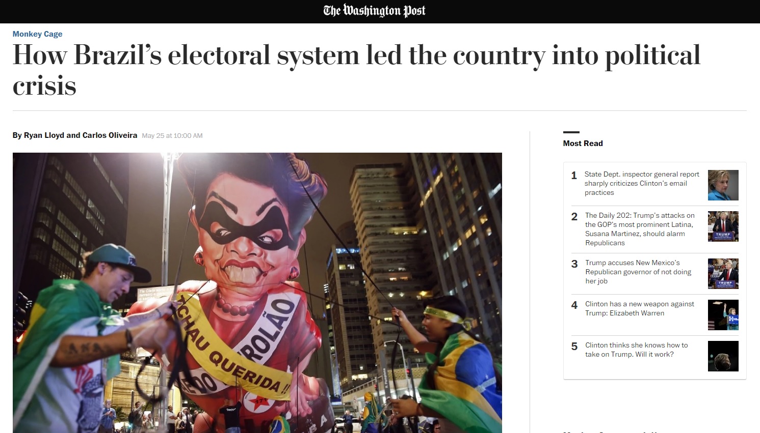 Sistema político é origem da crise vivida no Brasil, diz 'Washington Post'
