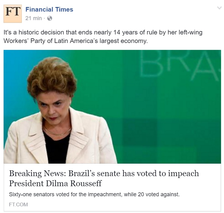 Impeachment de Dilma vira 'breaking news' na imprensa internacional
