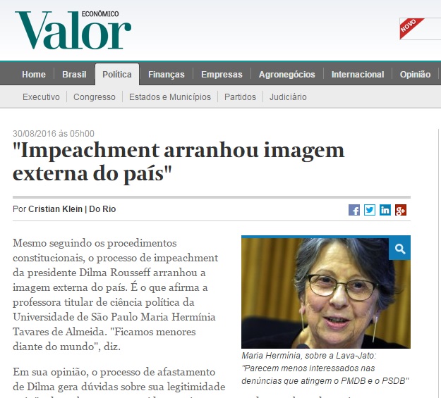 Impeachment de Dilma pode arranhar imagem do Brasil, diz cientista política