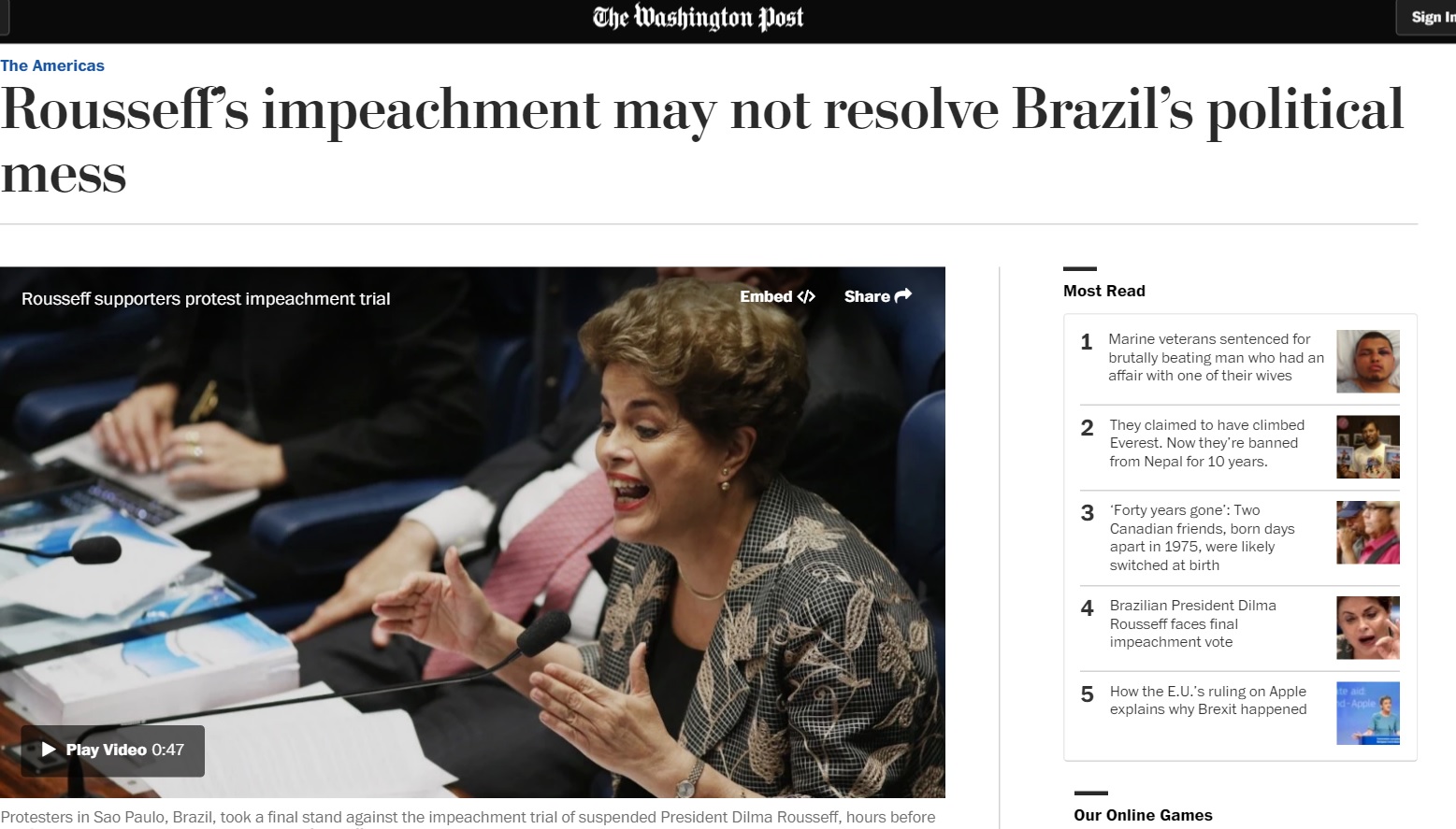 Impeachment reforça imagem 'disfuncional' da política brasileira no mundo